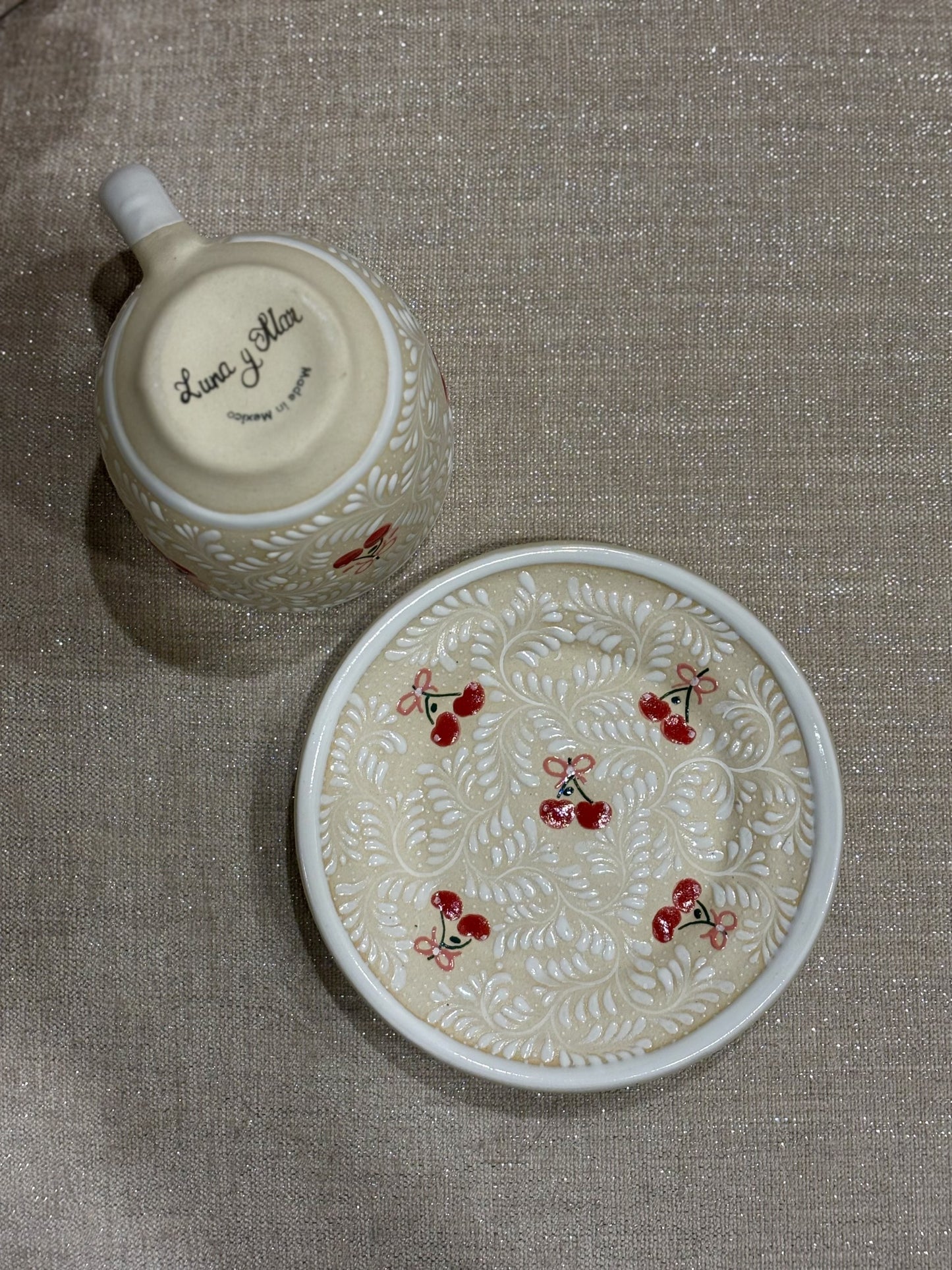 Cherries & Bows (mug & plate)