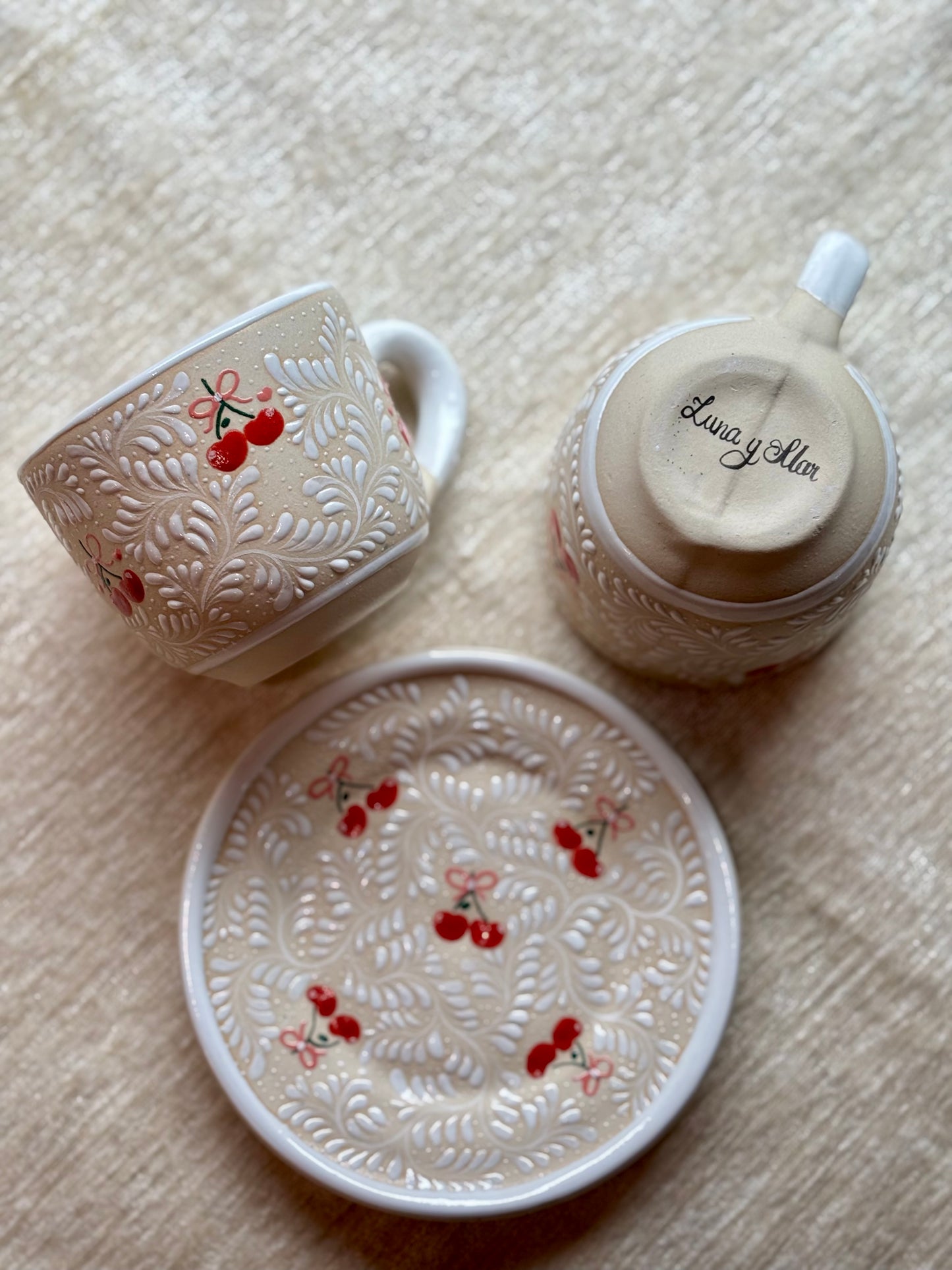 Cherries & Bows (mug & plate)