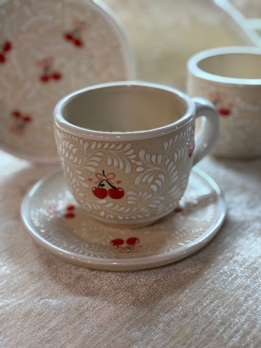 Cherries & Bows (mug & plate)