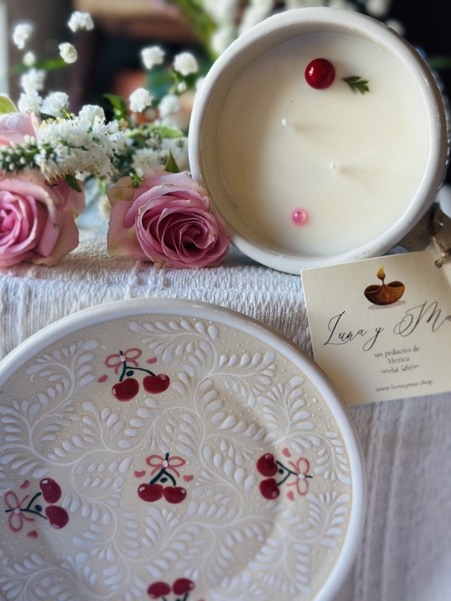 Cherries & Bows (mug & plate)